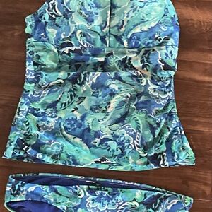 Ralph Lauren Blue and Green Swimwear Tankini